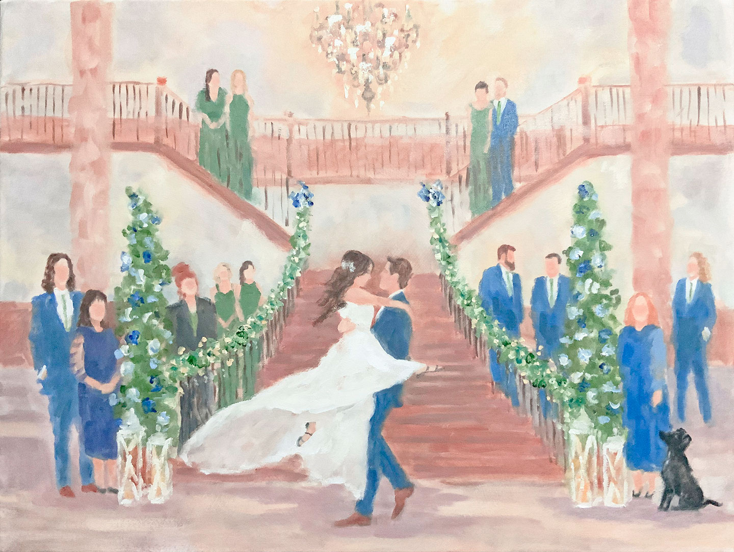 Live event Wedding painting of first dance in Dallas Texas by Susan Moss Cooper