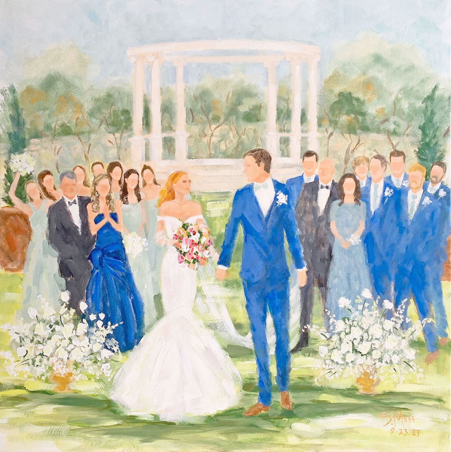 Wedding Ceremony Painting at D'Vine Grace Vinyards by Susan Moss Cooper