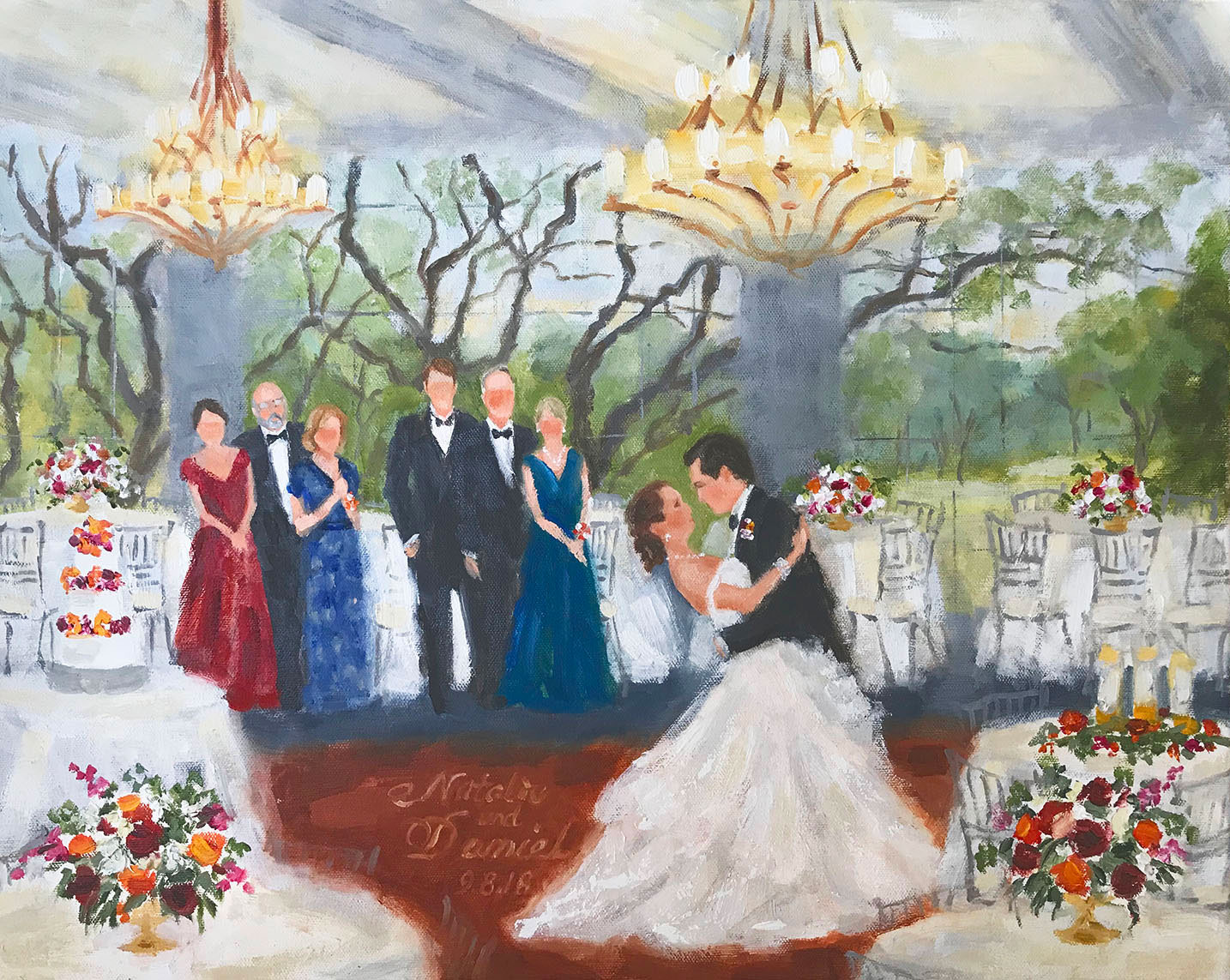 Austin Country Club, first dance by wedding painter, Susan Moss Cooper