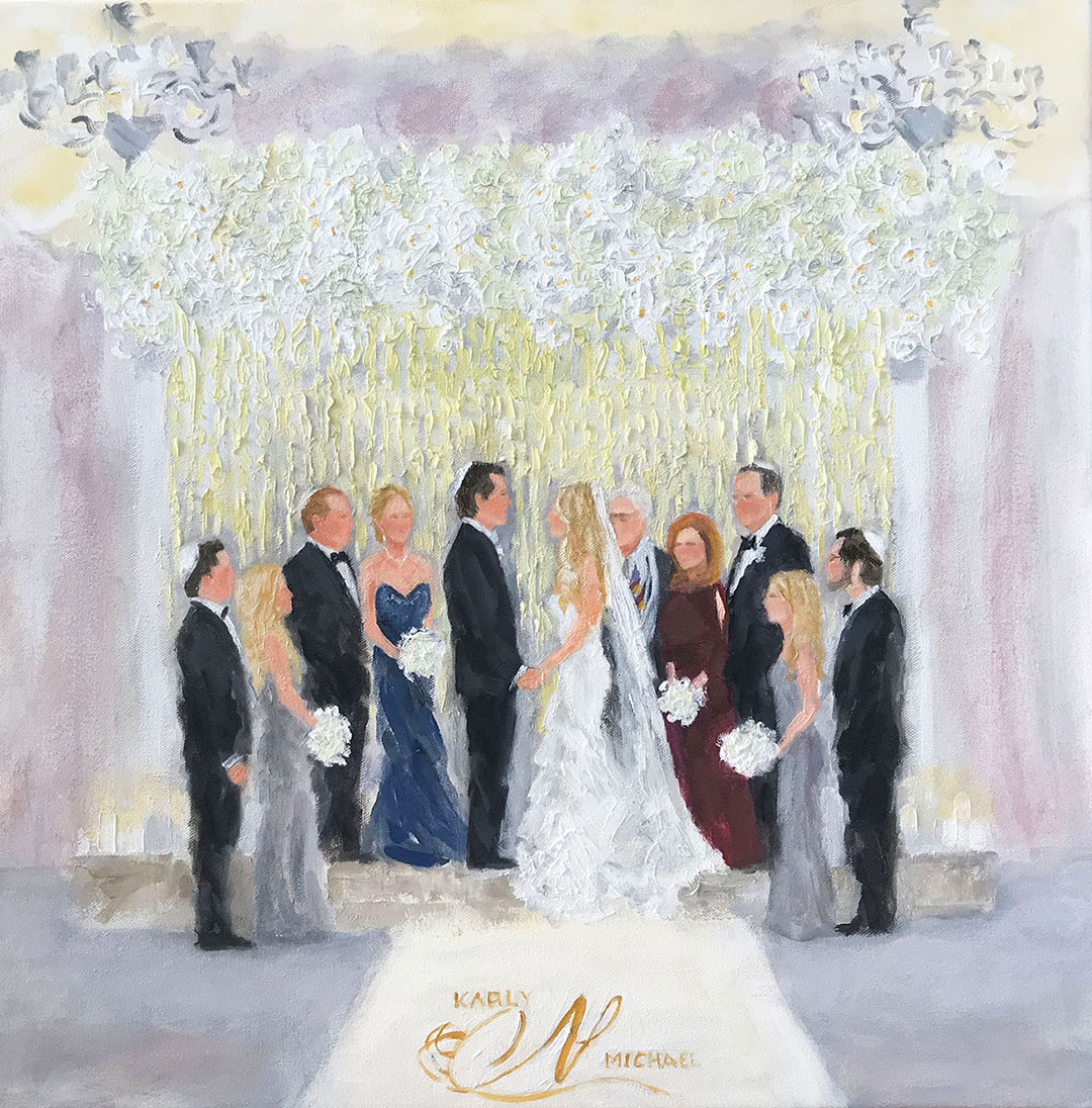 Wedding ceremony oil painting, Ritz Carlton, Dallas, Texas by Susan Moss Cooper